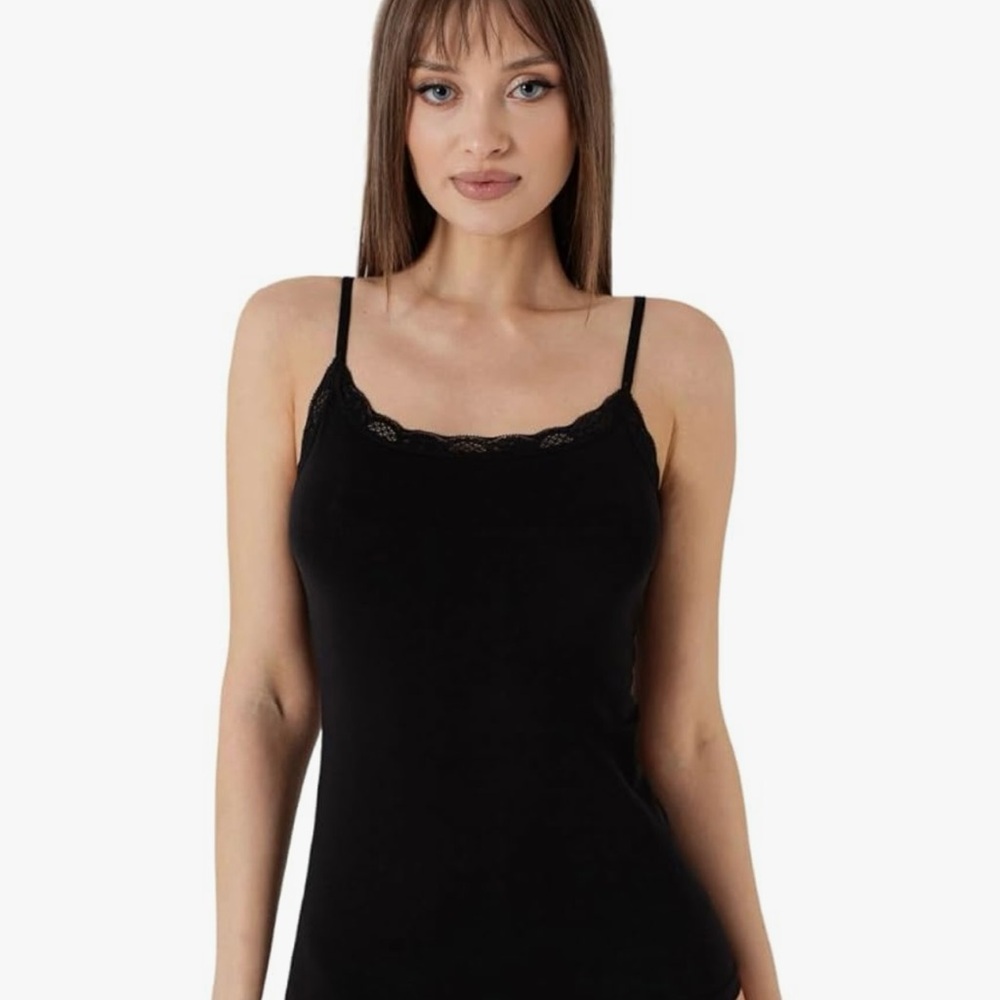 Brand New with Tag!Black Lace Trim Cami Top